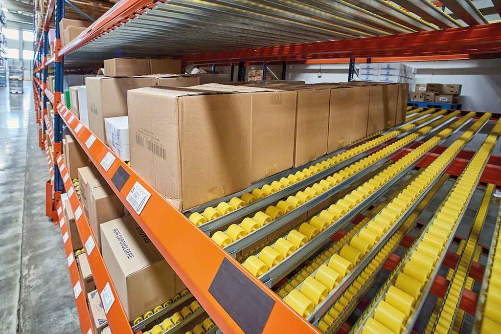 Doorrolstelling voor dozen geschikt voor orderpicking Doorrolstelling voor dozen geschikt voor orderpicking