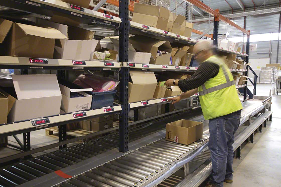 Dankzij magazijnstellingen met dozen hoeven de magazijnmedewerkers zich niet te verplaatsen bij het sorteren van producten, of het nu gaat om het klaarzetten van bestellingen of het samenstellen van kits