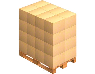 Pallet waarop de door de leverancier verzonden dozen worden geplaatst. Deze kan de goederen ook op een pallet aanleveren (gepalletiseerd).
