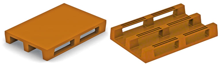 Deze kunststof pallets lijken op houten Europallets. Wanneer ze sterk genoeg zijn, geven ze geen problemen.