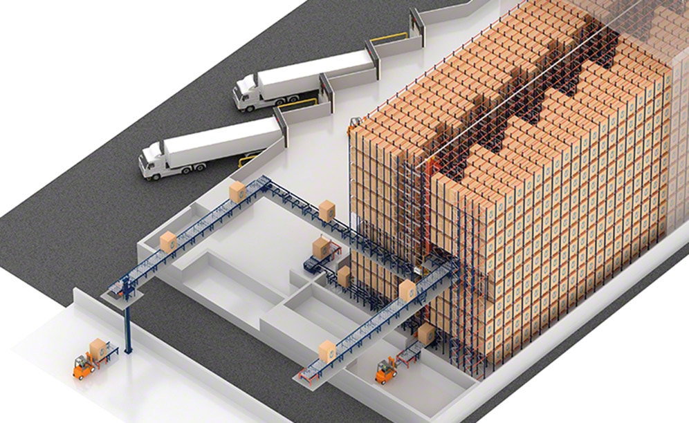 Magazijn van AlzChem met automatische Pallet Shuttle in Trostberg (Duitsland)