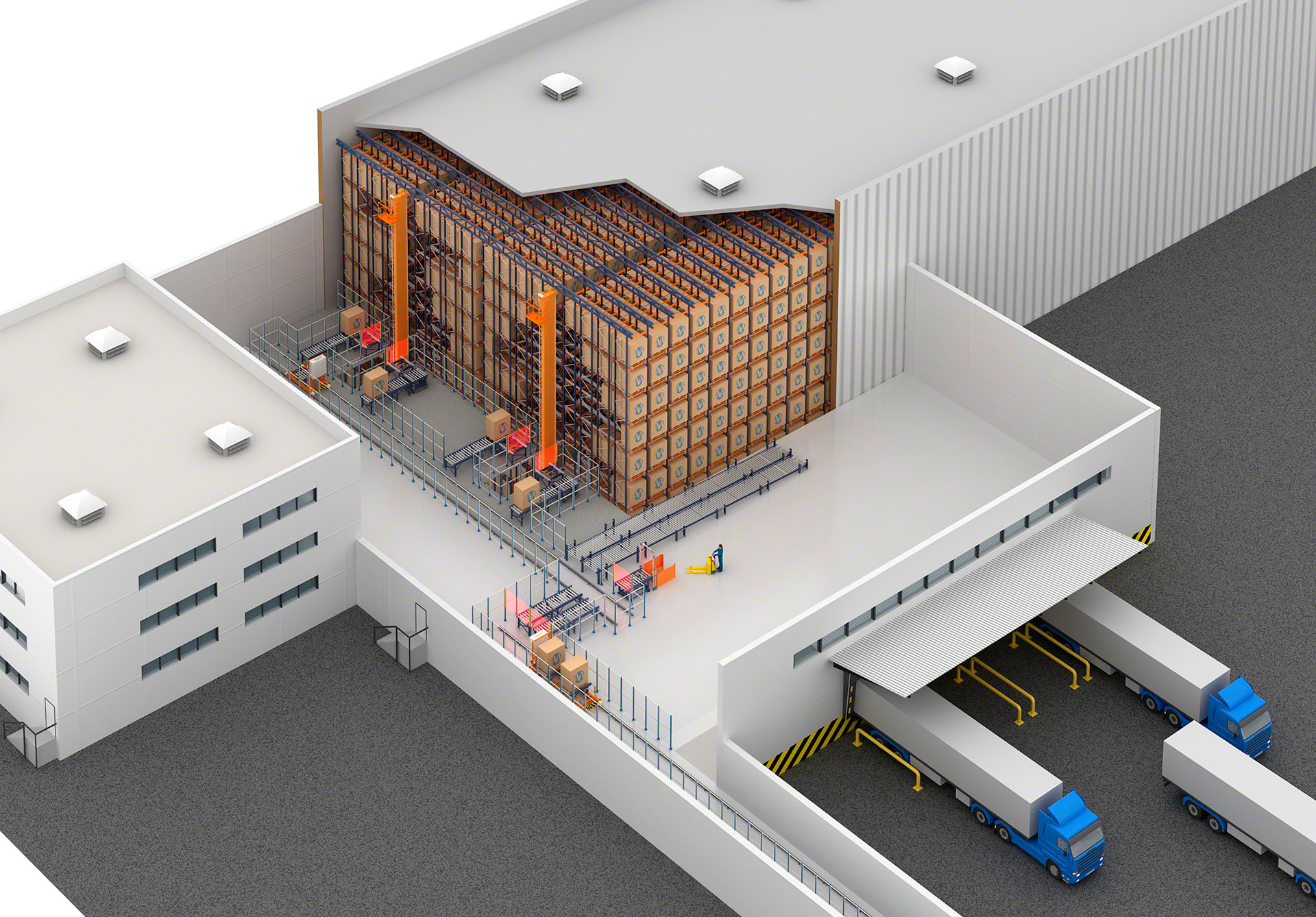 Door automatische systemen te combineren met een hoogbouwmagazijn wordt de capaciteit van een opslaginstallatie geoptimaliseerd