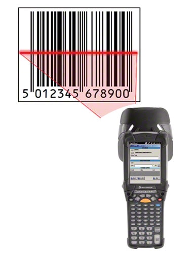 Voorbeeld van een etiket met barcode EAN-13 ter identificatie van het product.