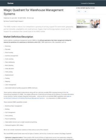 Mecalux genoemd in Gartner's internationale rapport voor Warehouse Management Systems Mecalux genoemd in Gartner's internationale rapport voor Warehouse Management Systems