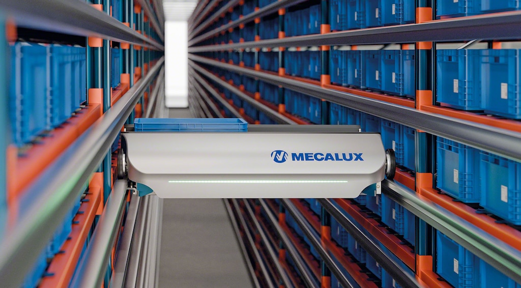 Shuttlesysteem voor dozen en magazijnbakken