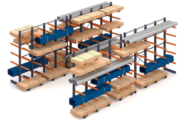 Het cantilever rack ondersteunt verschillende soorten lange ladingen Het cantilever rack ondersteunt verschillende soorten lange ladingen