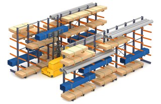 De draagarmstellingen van Mecalux zijn ideaal voor buizen, profielen en platen