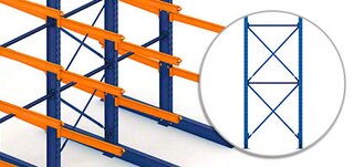 De kruisschoringen en kolomverbindingen verstijven de cantilever racks