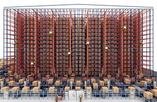 Magazijnkranen kunnen grote hoogtes bereiken in hoogbouwmagazijnen