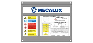 De typeplaatjes geven de technische kenmerken van de M3-metalen stellingkast aan