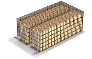 De shuttlestellingen kunnen ook de structuur van een hoogbouwmagazijn ondersteunen