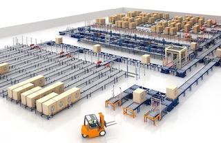 Het is mogelijk om een transport rollenbaan van gemiddelde en hoge complexiteit te configureren, waarbij basisonderdelen met andere specifieke onderdelen worden gecombineerd