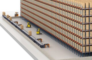Met pallet rollenbanen kunnen eenvoudige en rechte circuits worden geconfigureerd