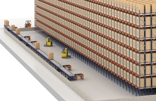 Met pallet rollenbanen kunnen eenvoudige en rechte circuits worden geconfigureerd