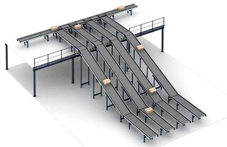 Met transportbaen voor dozen of kratten kun je orders indelen en verschillende niveaus met elkaar verbinden