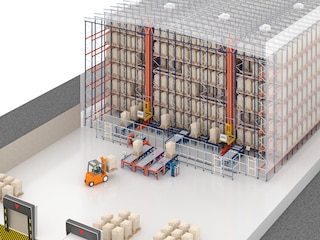 Zelfdragende magazijnen zijn geschikt voor compacte automatische opslagsystemen, zoals de Pallet Shuttle met magazijnkranen