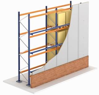 In sommige zelfdragende magazijnen wordt ook waterdichte muur rondom gebouwd