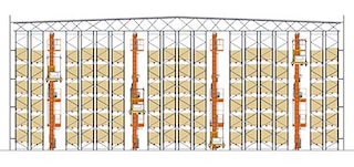 Met de magazijnkranen voor pallets kan het beheer van een hoogbouwmagazijn worden geautomatiseerd